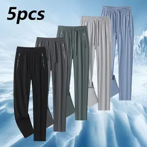 5-Pack Women’s Summer Sports Pants — Stretch Ice Silk, Straight-Leg Casual Sport Pants for All Seasons, Suitable for Cycling & Running, Trendy Brand, Versatile Casual Yoga Pants