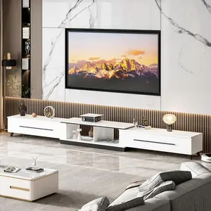 FUFU&GAGA Living Room Bedroom Modern Extendable Media Console TV Stand for  up to 75" with Shelves & Drawers  (95" L x 15.7" D x 13.18" H)