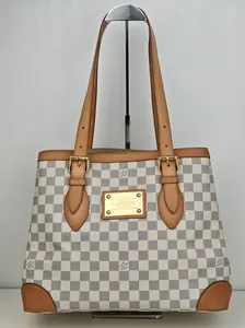Pre-owned Damier Azur coated canvas Shoulder Bags Louis Vuitton Damier Azur Canvas Hampstead MM Bag