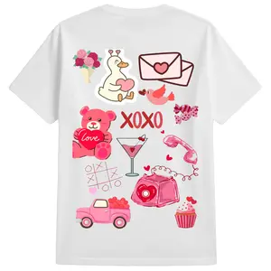 Valentines Day XOXO Love Graphic T Shirt Women Cotton Short Sleeve Crewneck Cute Casual Summer Everyday Top