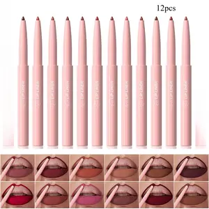 12 Colors Stretchable Cream Lip Liner Set, Waterproof Long Lasting Lip Definer, Lipliner, High Saturation Matte Lip Pencil for Lip Outlining and Shaping, Smooth Creamy Texture Lip Makeup, Daily Essential Cosmetic Kit for Women