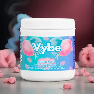 Vybe Cotton Candy Energy Powder - Sugar-Free Formula with Caffeine & L-Theanine for Balanced Boost - 140g - USA Made