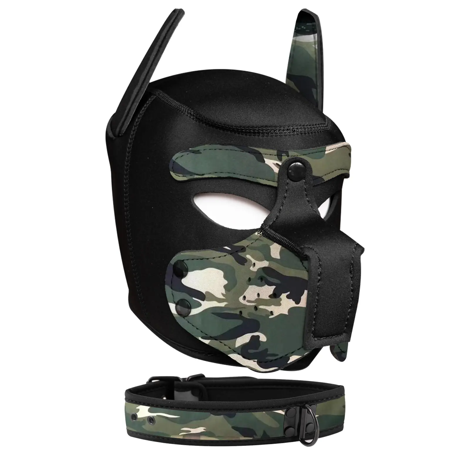 Pup Hood Neoprene Puppy Mask with Removable Muzzle and Collar Full Dog Face Adjustable Collar for Secure Fit Comfortable Fit with Ventilation Points Easy Maintenance
