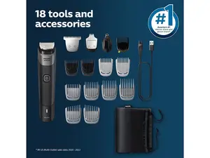 Philips Norelco Multigroom Series 5000 18 Piece, Beard Face, Hair, Body Hair Trimmer for Men - NO BLADE OIL MG5910/49