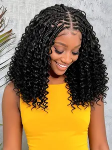 13x6 HD Lace Front Fashion Braided Wig, Bohemian Style Medium Long 200% Density, Corn Braid Wavy Hair, Goddess Gift, Boho Style Wigs