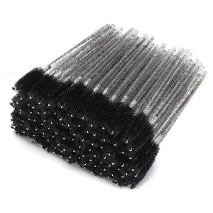 Crystal Eyebrow Spoolies Brush for Eyelash Extensions 100 Pcs Disposable Mascara Wands Black Lash Brushes Bendable Screw Type Head