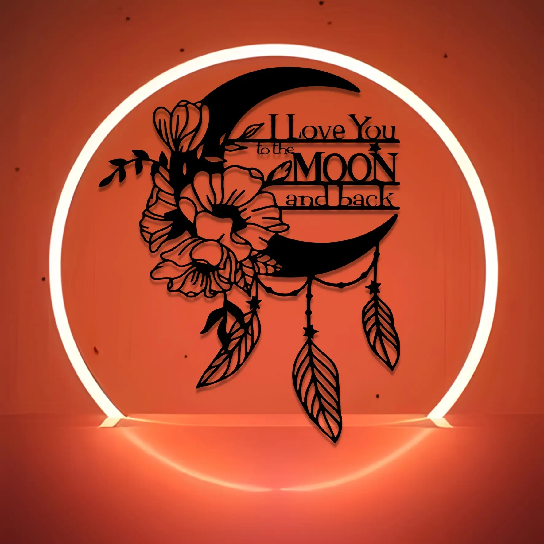 Metal Wall Art I Will Always Love You, Moon Flower Decor, Home Decor Accessory for Living Room, Bedroom, Office, Restaurant, Coffee Shop, Holiday Gifts