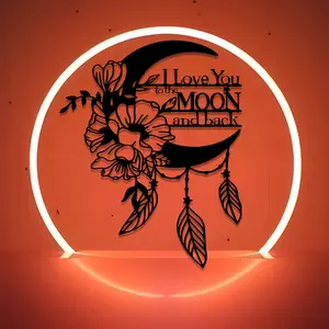 Metal Wall Art I Will Always Love You, Moon Flower Decor, Home Decor Accessory for Living Room, Bedroom, Office, Restaurant, Coffee Shop, Holiday Gifts