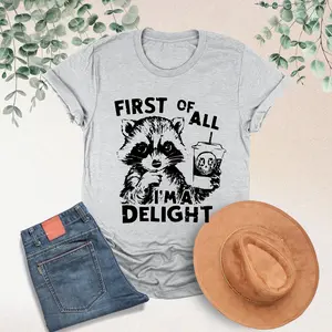 Funny Raccoon Graphic T-shirt, Sarcastic Animal Meme Tee, Casual Fit for Women, Everyday Humor Shirt