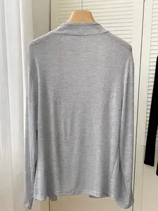 women's light grey open front lightweight knitted jacket