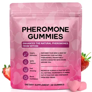 Mosslly Pheromone Gummies, Attraction Enhancing Natural Pheromones, Confidence Support, Increased Vitality, Vegan, No Sugar, Non-GMO, Strawberry Flavor, 60 Gummies Supplements Edible