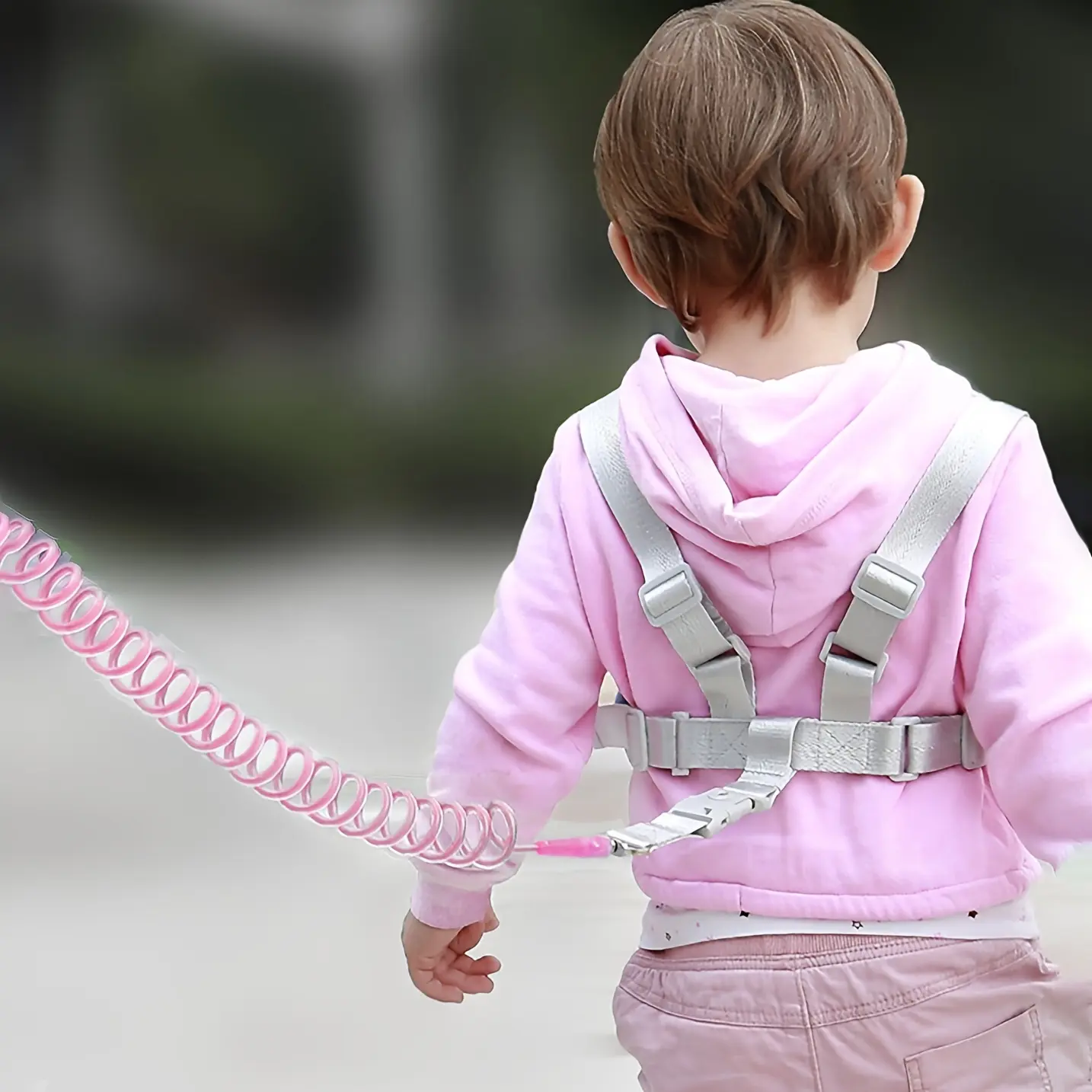 [Polyester Safety Harness] Lightweight Polyester Child Safety Harness |   Spring-loaded Leash, Pink Hoodie Design, Multi-Functional for Walking and Running |   Safety Gear, Playful Design, Adjustable Strap