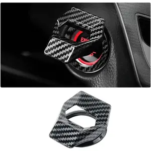 Engine Start/Stop Button Cover, Carbon Fiber Zinc Alloy  Power Control Trim, Push to Start Button Key  Protective Cover, Universal for Civic CRV XRV Challenger Charger CHR (Carbon Fiber)