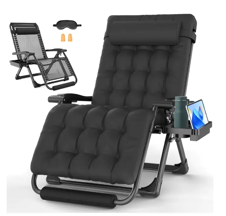 Oversized Zero Gravity Chair, 33In XXL Lounge Chair 500lbs Capcity with Removable Thick Cushion, Lawn Patio Reclining Chair Upgraded Alloy Lock and Cup Holder, for Indoor Outdoor, Black (4.3) | 715 ratings