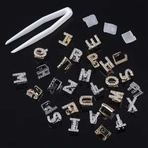 New personality selling TEMU26 English letter hip-hop braces micro-set zircon letters single denture accessories explosions rap trend accessories