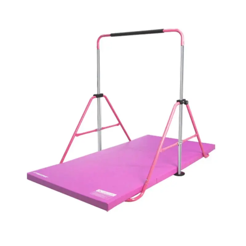 KANGAROO HOPPERS Adjustable Gymnastics Kip Bar & Tri-Fold Mat Bundle, Gymnastics Calisthenics Training Gear with Anti-Slip Grips, 5-Level Adjustability, High-Density Mat