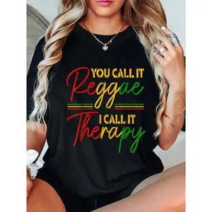 GGOR 100% Cotton You Call It Reggae I Call It Therapy Jamaica T-Shirt