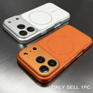 Luxury Instantly Transformed 17Pro Magnetic Wireless Charging Phone Case for Iphone 13 14 15 16 17 Pro Max Full Metal Cover Camera Lens Protection Matte Metallic Paint Hard Frame Soft Silicone Back Cover Shockproof Phone Cover