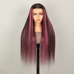 Megalook Hair 13x4 Lace Front Wigs 18-26inch 1B/Purple Silky Straight 100% Human Hair Lace Front Wig Natural Hairline SpringStatements