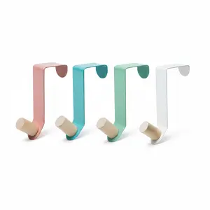 4 Pack No-Drill Colorful Over Door Hooks Iron Rack