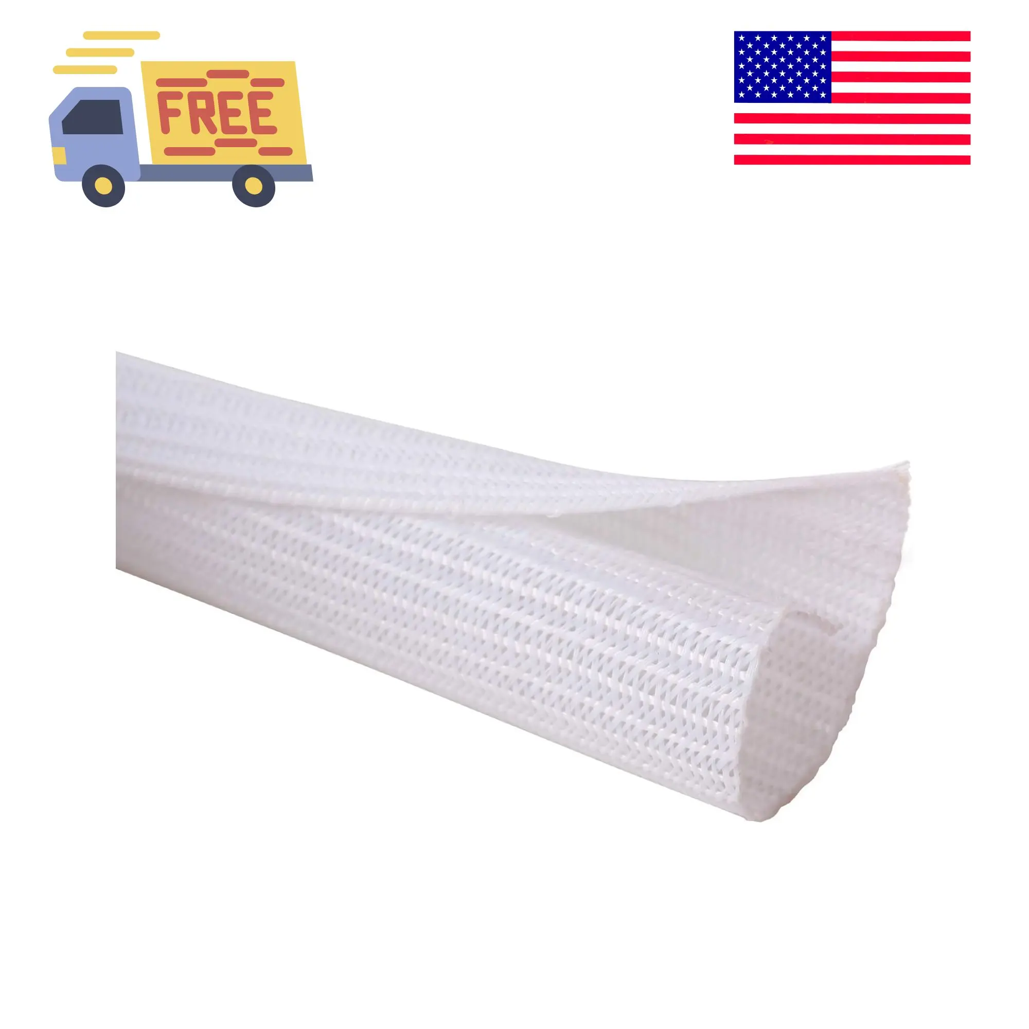 10ft - 1/2 inch Cord Protector Wire Loom Tubing Cable Sleeve Split Sleeving White