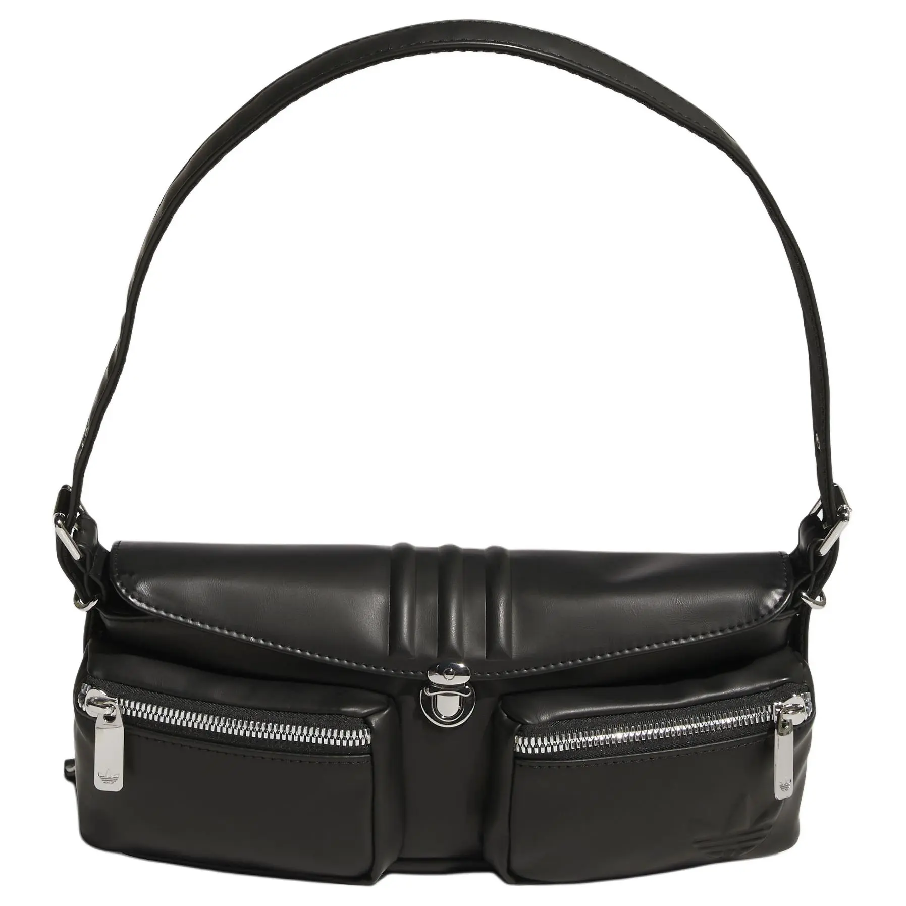 Adidas Originals Trefoil Logo Embossed Recycled Polyester Underarm Shoulder Bag for Women in Black, Casual Crossbody Bags