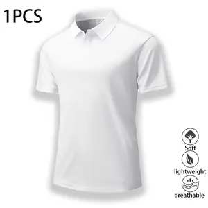 Men’s Polo Shirt – Men’s casual polo shirt, solid color buttoned basic style, versatile; men’s bowling/golf apparel, suitable for everyday wear, summer business style Menswear Tropical Shortsleeve Tops Plain Plain ideal choice quick-dry,summervibes