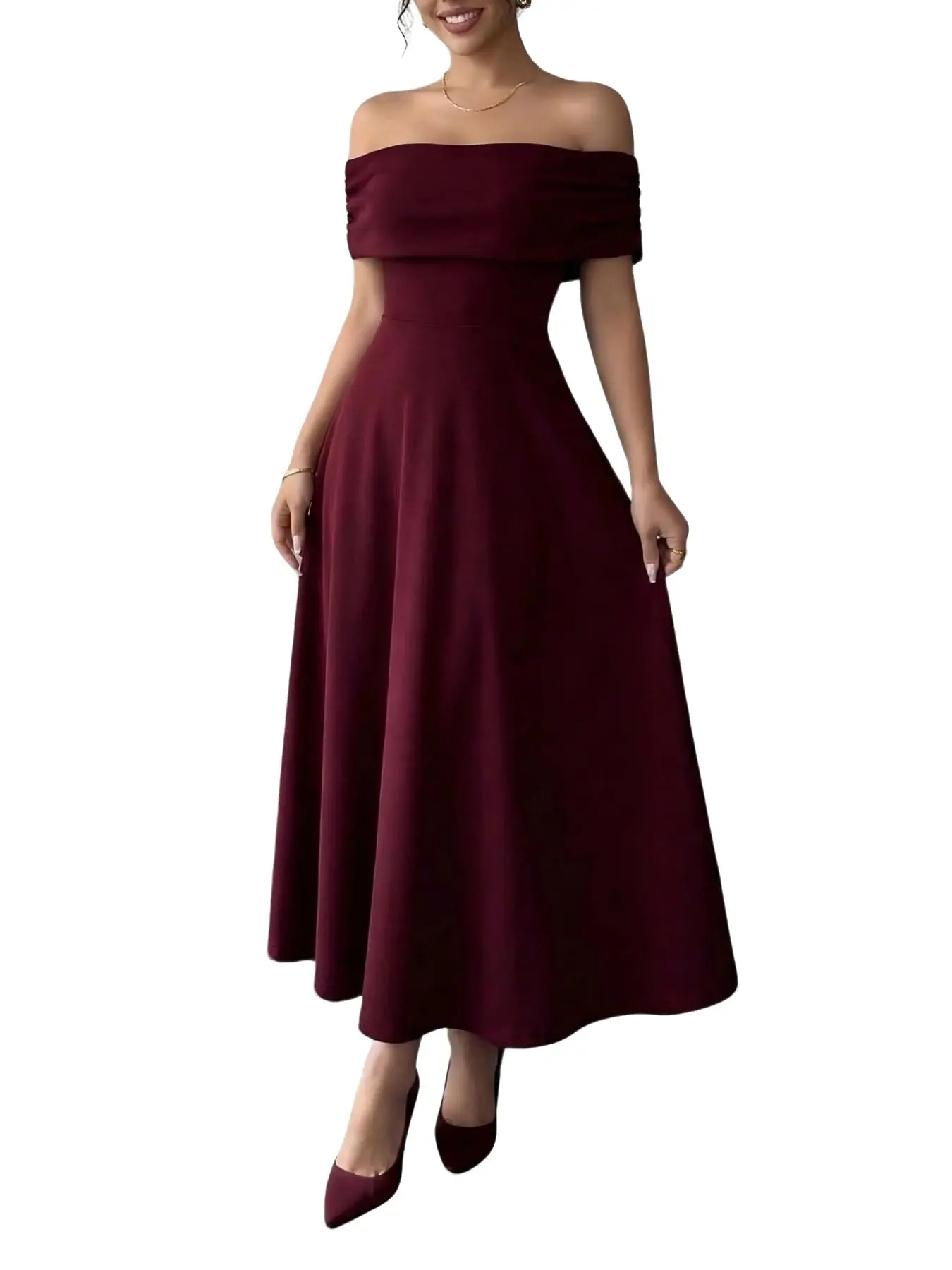 Elegant One Shoulder High Waist A-Line Long Dress, Perfect for Formal Parties and Daily Wear, Fashionable Comfort Design