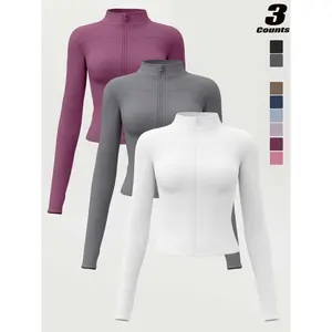 Women's All Season Zipper Long Sleeve Stand Collar Sport Jacket, Sun Protection Windproof Running Fitness Yoga Top S-3xlRAIMENTRY