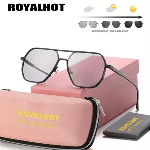 ROYALHOT Unisex Lightweight Elegant Full Frame Photochromic Sunglasses Exercise Round Frame Polarized Sunglasses UV400