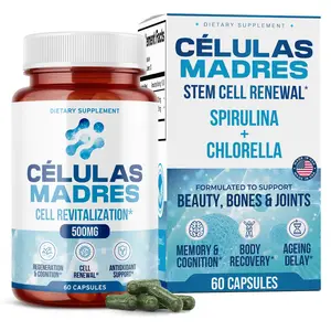 Stem Cell Supplements 500mg (60 Cap) Natural Anti-Aging & Longevity Support with Spirulina & Chlorella, Boost Cellular Renewal, Restore Youthful Energy, Reduce Joint Soreness – Celulas Madre