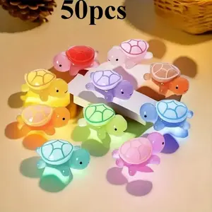 50 Glow-In-The-Dark Mini Resin Turtle Statues, Random Party Favors, Ocean Animal Theme Outdoor Decorations, DIY Garden Micro Landscape Crafts, Decorative Figures