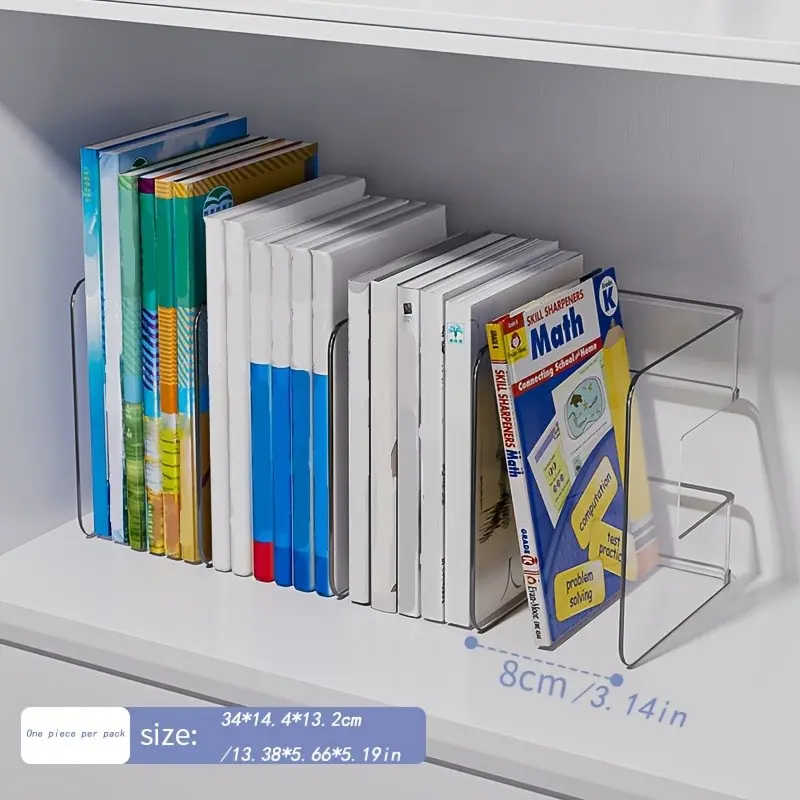 Bookshelf, Space-Saving Desktop Organizer, Anti-Tip Design, No Assembly, Transparent Bookcase for Home Office, University, Library, Modern Book Shelf