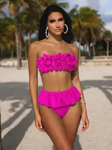 Women's Plain Bikini Set, Bikini Swim Top, Casual Fashion Chic Swimwear Set, Ladies Swimsuit for Beach Holiday Vacation, Bikini Swimsuits, Summer Bikini Beach