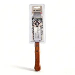 CAPTAIN  Hand Saw Woodworking Tools, 6-Inch Pull Saw, Flexible Double-Edge Blade 17/11 TPI, Japanese Flush Cut for DIY Craft, Non-Slip Wood Handle, Sharp & Lightweight for Woodworking and Garden Trim Curved Jaw Locking Pliers Set