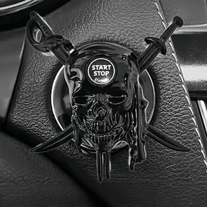 Car One-Button Start Decoration Cover, 3D Waterproof Scratchproof Ignition Switch Sticker, Fits Multiple Models, Cool Customization, Halloween, Premium Skull Stickers, Decal For Cars, Car Accessory