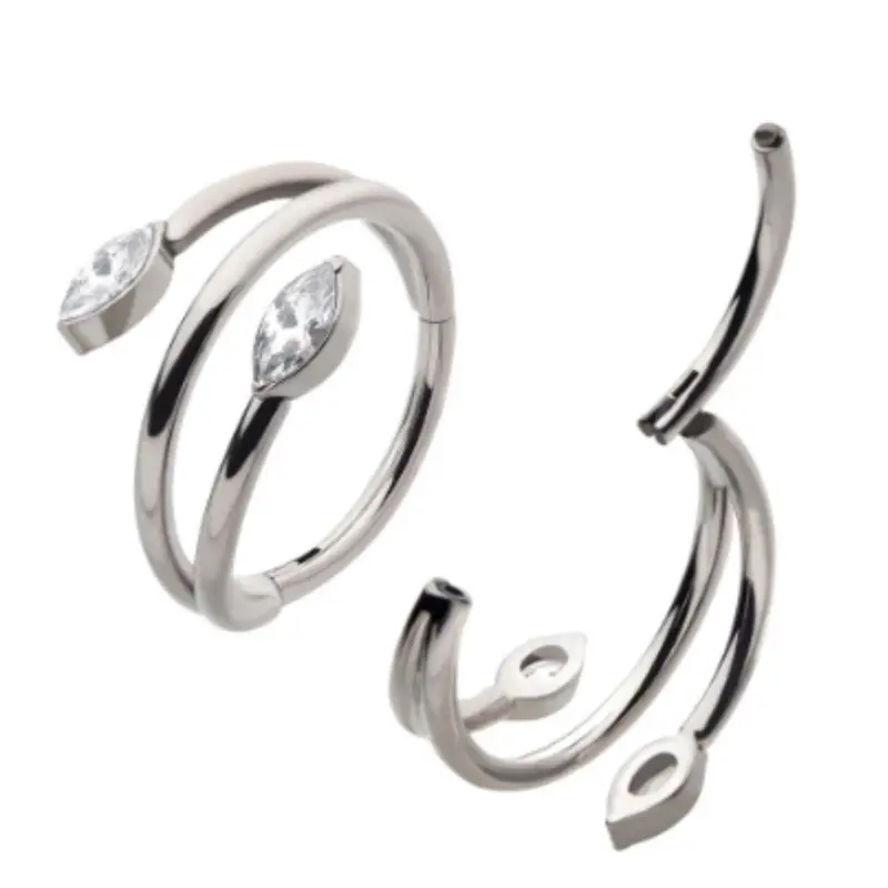 Invictus 16G Double Marquis CZ Titanium Hinged Hoop
