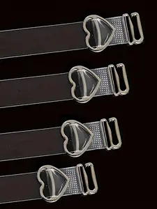 4pcs Adjustable Heart Buckle Bra Straps - Detachable, Elastic, Non-Slip, Comfortable, Soft, and Stylish Womenswear Underwear Accessories for Women