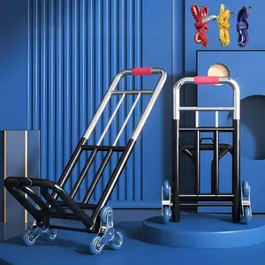 Heavy Duty Folding Hand Truck with Adjustable Buckle Gear Stair Climbing Wheels Portable Lift for Transporting and Shopping Foldable Design