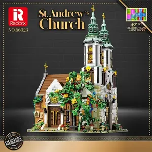 St Andrew Church Model, 3087pcs Building Blocks Set, Medieval European Church Brick Kit with Lights, Desktop Decoration, Kids Toy Gift
