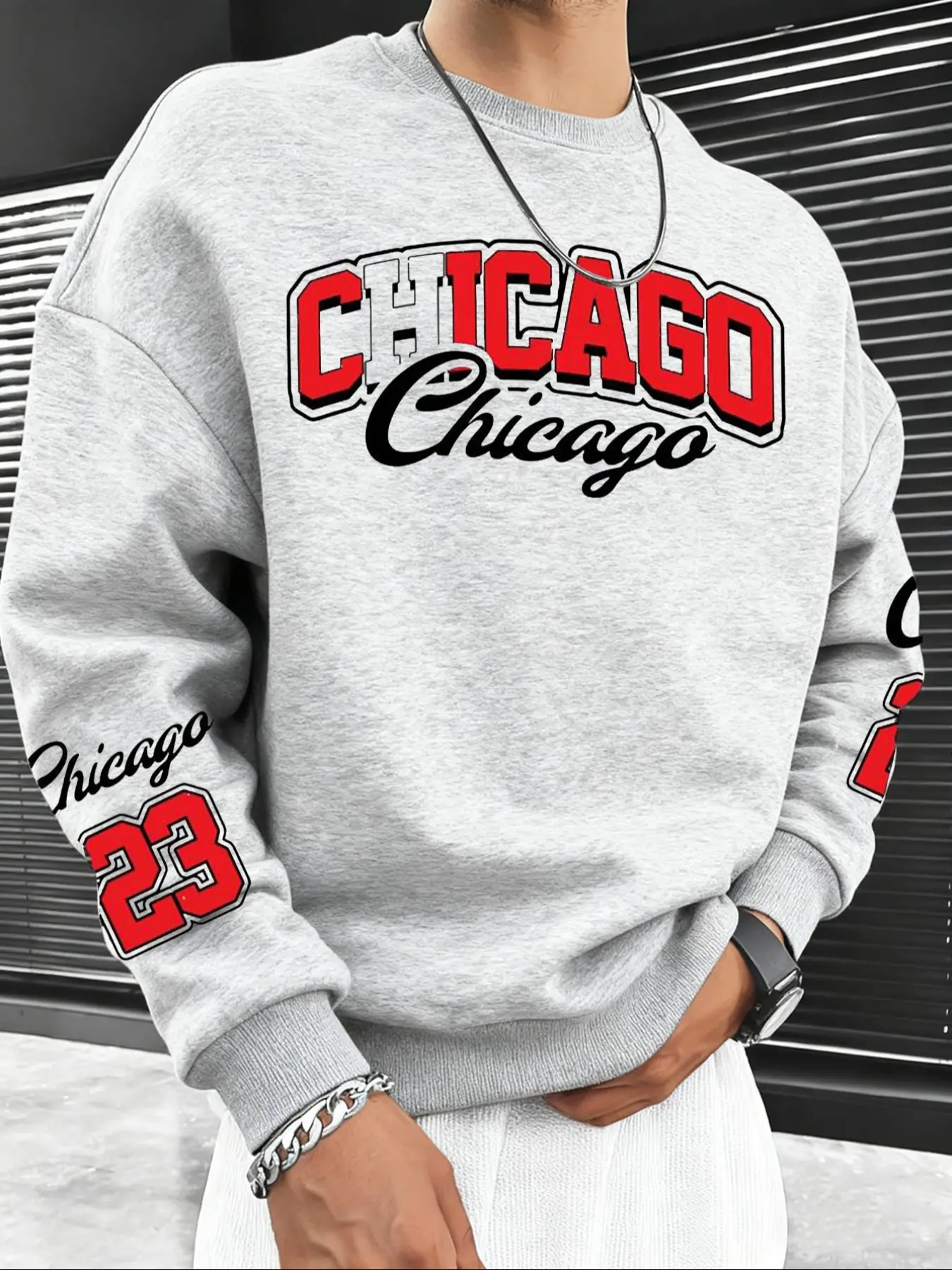 Men's Classic Letter Print Fleece Long Sleeve Fitted Pullover Sweatshirt, Casual Round Neck Top for Fall & Winter, Versatile and Comfortable, Menswear