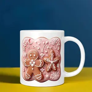 Gingerbread Man Christmas Ceramic Mug - 1pc 11oz ceramic mug, coffee cup, water cup, suitable for Christmas parties, afternoon tea time, daily drinking, holiday gifts, office use, perfect gift for Christmas, New Year, and birthdays