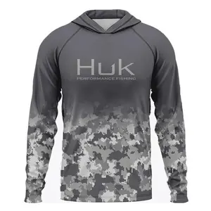 New HUK Men's Outdoor Sports Hooded Fishing Jacket Lightweight Sun Protection UP+50 Long Sleeve Lure Fishing Jacket 1pcs