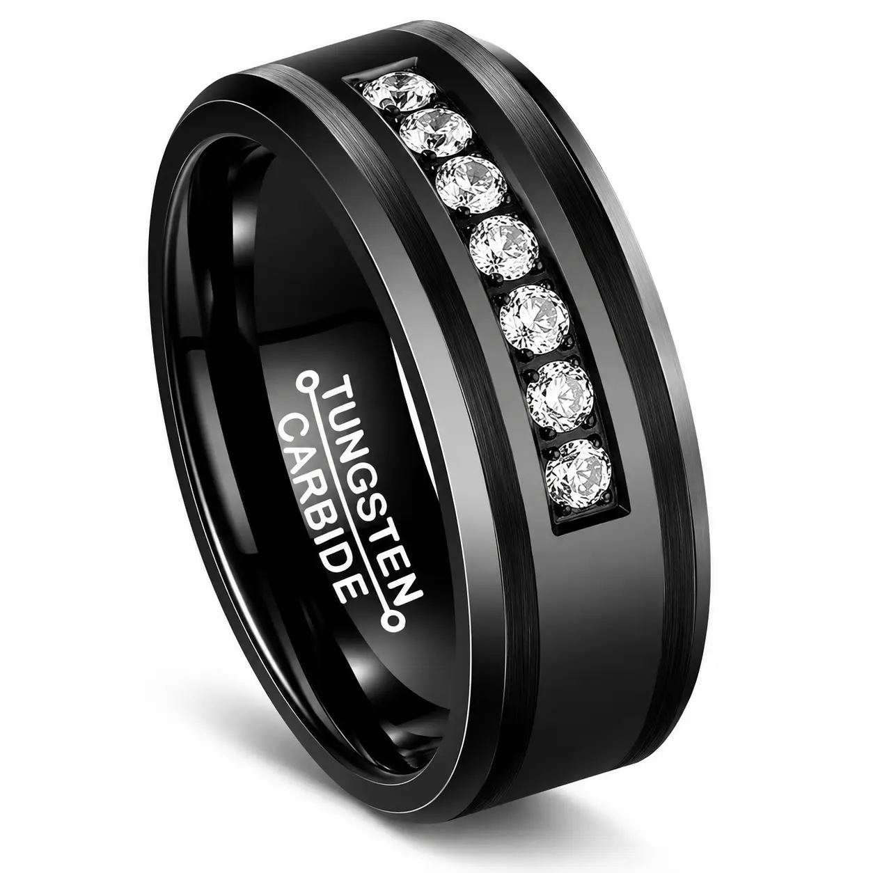 Black Tungsten Carbide Wedding Ring for Men – 8mm Comfort Fit Polished Band | Scratch Resistant Promise, Engagement & Anniversary Ring