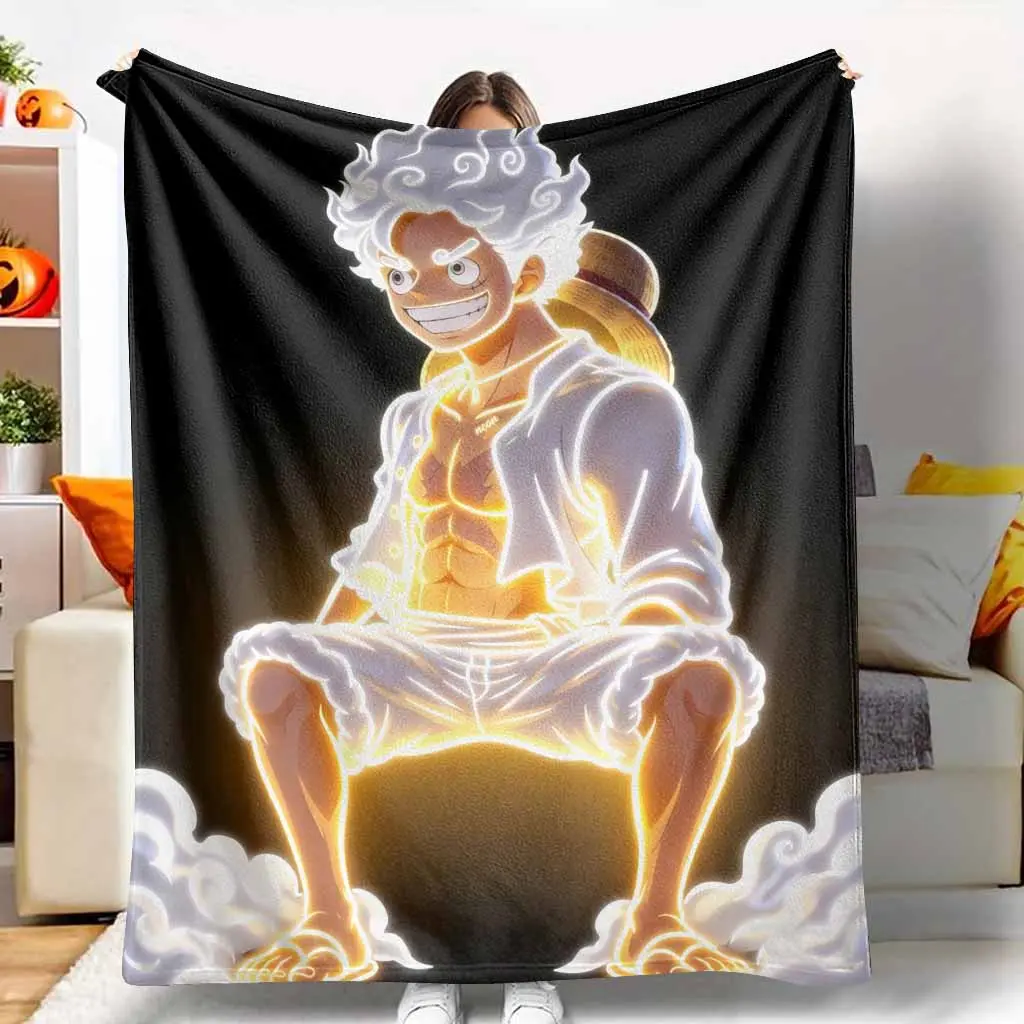 Glow Warrior Flannel Blanket - Lightning Aura Anime Print, Ultra Soft, Warm, Durable Texture, Boujee Home Accessories, Unique Room Decor, Bedroom Items for Cozy Look (Bedroom, Sofa Use)