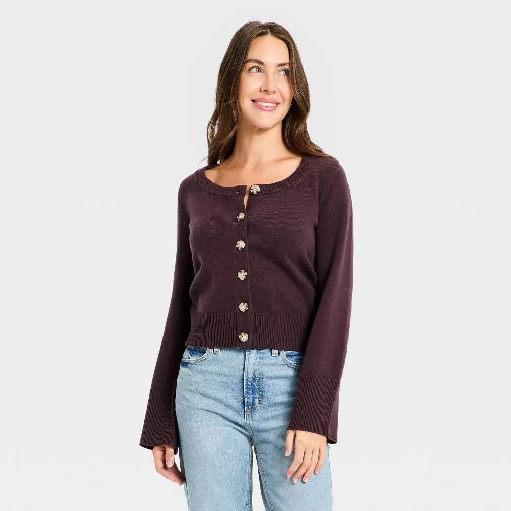 Women's Button-Down Scoop Neck Cardigan Sweater - Universal