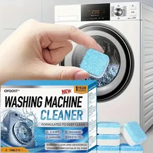 Washing Machine Cleaner Descaler, Household Deep Cleaning Tablets for He Front Load and Top Load Washers, Cleans Inner Drum and Sink Seals, 12 Pack