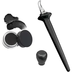 Arcbelle Eyeliner Set, Waterproof & No-Skip Silicone Eyeliner Applicator Kit Tool Long With Cream, Multi-Purpose Eyeshadow Stencil Make-Up Application Tool, Eyeline Brush Guide(Black pen+black cream)