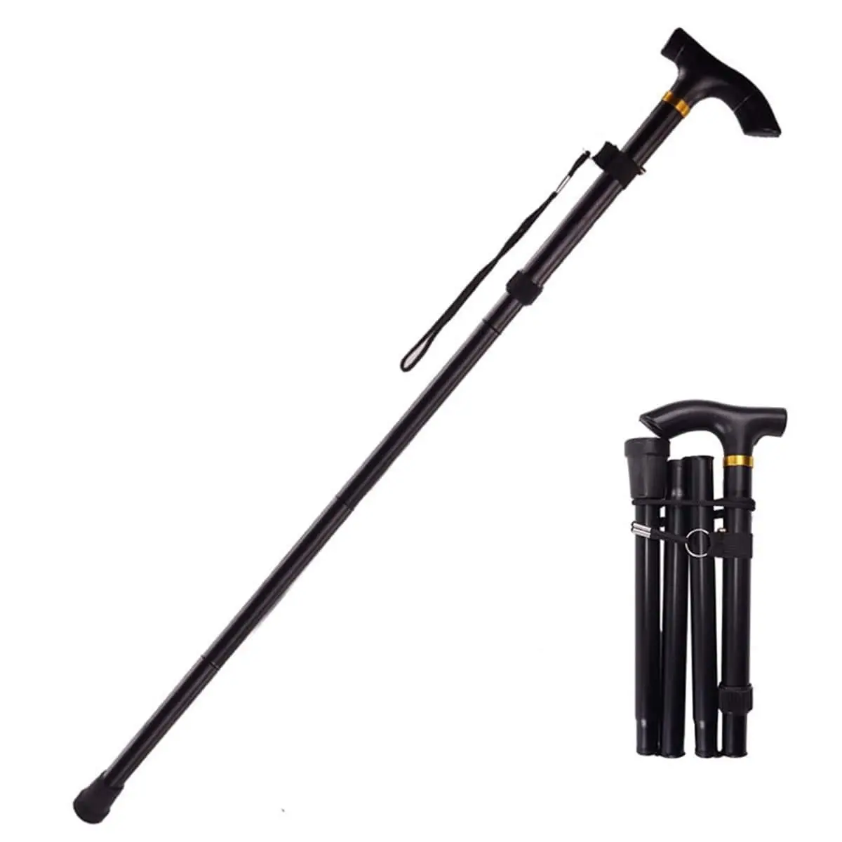 Foldable Outdoor Hiking Cane, Portable Walking Stick, Hiking Pole, Adjustable Height, Travel Accessory, Suitable for Seniors, Balance and Mobility Aid, Hiking Gear, Hiking Essentials