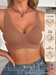 Wireless Jellies Bra, Underwear, Backless Lingerie, Slim-Fitting Max Support, All-Over Print, No Buckle, Multi Colors Available